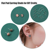 20Pcs 925 Sterling Silver Flat Round Stud Earring Findings, Flat Pad Earring Settings, with S925 Stamp & 1Pc Cloth & 50Pcs Plastic Ear Nuts, Silver, 11.3x4mm, Pin: 0.8mm