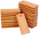 Bamboo Pendants, Blank Tag, Undyed, Rectangle, Dark Salmon, 44.5x19.5x3.5mm, Hole: 2.5mm