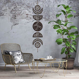 Moon Phase Wood Hanging Wall Decorations, with Cotton Thread Tassels, for Home Wall Decorations, Leaf, 790mm
