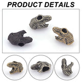 3Pcs 3 Colors Dinosaur Head Shaped Brass Beads, for EDC Knife String Pendant Parachute String Tool, Mixed Color, 25.5x17.5x11mm, Hole: 5.7mm, 1pc/color