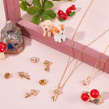 8Pcs 2 Style Brass Pendants, with Enamel, Mushroom, Real 18K Gold Plated, 12~20x9.5~10x8.5~9.5mm, Hole: 3mm, 4pcs/style