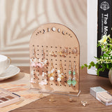 Moon Phase Vertical Wooden Earring Display Stands, Arch Shaped Earring Organizer Holder with Clear Acrylic Base, Tan, Finish Product: 3.7x12.8x18.6cm