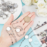 DIY Bracelet Making, with 304 Stainless Steel Link Bracelet Making and Transparent Half Round Glass Cabochons, Stainless Steel Color, 15.5~16x4~5mm