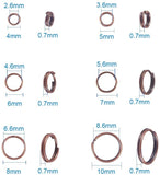 Iron Split Rings, Double Loops Jump Rings , Ring, Red Copper, 4x0.7mm, Inner Diameter: 2.6mm, 5x0.7mm, Inner Diameter: 3.6mm, 6x0.7mm, Inner Diameter: 4.6mm, 7x0.7mm, Inner Diameter: 5.6mm, 8x0.7mm, Inner Diameter: 6.6mm, 10x0.7mm, Inner Diameter: 8.6mm