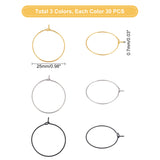 90Pcs 3 Style 316 Surgical & 304 Stainless Steel Wine Glass Charm Rings, Hoop Earring Findings, DIY Material for Basketball Wives Hoop Earrings, Mixed Color, 25x25~29mm, Pin: 0.7mm, 30pcs/style
