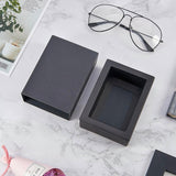 Kraft Paper Folding Box, Drawer Box, Rectangle, Black, 11.2x8.2x4.2cm, 20pcs/set