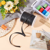 22.5 Yards Flat PU Leather Cords, for Garment Accessories, with 1Pc Plastic Empty Spool, Black, 10x0.8mm