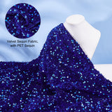 Velvet Sequin Fabric, with PET Sequin, for DIY Crafting and Handbag Clothing, Blue, 120~130x0.05cm