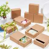 Kraft Paper Folding Box, Drawer Box, Rectangle, BurlyWood, 8.3x8.3x3.2cm, 20pcs/set