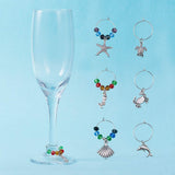 DIY Wine Glass Findings, with Brass Wine Glass Charm Rings Hoop Earrings, Tibetan Style Pendants, Transparent Glass Beads and Brass Spacer Beads, Mixed Color, 7.4x7.2x1.7cm