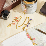 Acrylic Strawberry Bookmark with Brass Long Chain, Zinc Alloy Hook Bookmark with Fairy Charm, Mixed Color, 170mm, 4 colors, 1pc/color, 4pcs/set