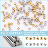 300Pcs 2 Colors 201 Stainless Steel Beads, Round, Mixed Color, 4x3mm, Hole: 2mm, 150pcs/color