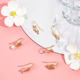 8Pcs 4 Style Brass Micro Pave Cubic Zirconia Earring Hooks, for Half Drilled Beads, Long-Lasting Plated, Oval & Flower & Tree & Butterfly, Real 18K Gold Plated, 24~25mm, 21 Gauge, Pin: 0.7mm, 2pcs/style