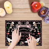 Pendulum Dowsing Divination Board Set, Wooden Spirit Board Black Talking Board Game for Spirit Hunt Birthday Party Supplies with Planchette, Skull Pattern, 300x210x5mm, 2pcs/set