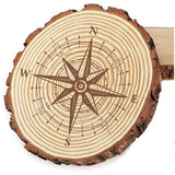 Carved Wood Round Sheets, for Home Display Decoration, Compass Pattern, 170~180x15mm