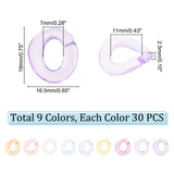 270Pcs 9 Colors Transparent Acrylic Linking Rings, Quick Link Connectors, for Cable Chains Making, Twisted Oval, Mixed Color, 19x16.5x2.5mm, Inner Diameter: 7x11mm, 30pcs/color