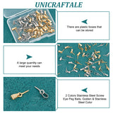 60Pcs 2 Colors 304 Stainless Steel Screw Eye Peg Bails, Golden & Stainless Steel Color, 16mm, Hole: 6x3mm, Pin: 1.3mm, 30Pcs/color