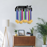 Fashion Iron Medal Hanger Holder Display Wall Rack, with Screws, Word Runner, Human Pattern, 150x400mm