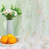 Flower Pattern Embroidered Polyester Tulle Lace Fabric, Garment Accessories, White, 120x0.2cm, 2yard/pc