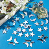 200Pcs 2 Style Acrylic Wall Stickers, Self-adhesive, for Home Living Room Bedroom Wall Decorations, Moon & Star, Mixed Shapes, 25x9~25x1mm, 100pcs/style