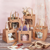 Craft Paper Handbags, with Clear Square Windows, Gift Bags, Rectangle, Peru, Unfold: 26x15x15cm