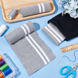 2Pcs Stripe Pattern Polyester & Spandex Ribbing Fabric for Cuffs, Waistbands Neckline Collar Trim, Baseball Sport Clothes Hem, Light Grey, 950x145x1.5mm