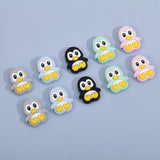 10Pcs 5 Colors Penguin Food Grade Eco-Friendly Silicone Beads, Chewing Beads For Teethers, DIY Nursing Necklaces Making, Mixed Color, 28x24x9mm, Hole: 2mm, 2pcs/color