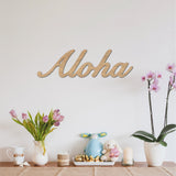 Laser Cut Basswood Wall Sculpture, for Home Decoration Kitchen Supplies, Word Aloha, Word, 120x300x5mm