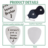 201 Stainless Steel Guitar Picks, with PU Leather Guitar Clip, Plectrum Guitar Accessories, Word Brother, Black, 67mm