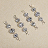 4Pcs Silver Plated Brass Rhinestone Connector Charms, Oval Links Ornament for Bikini Decoration, Crystal, 23x95x6.5mm, Hole: 10x4mm