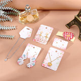 200 Pcs 4 Styles White Cardboard Display Cards, for Earring & Necklace, Square & Rectangle with Flower Pattern, Pink, 50pcs/style