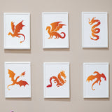 1 Set Autumn Theme PET Hollow Out Drawing Painting Stencils, with 1Pc Art Paint Brushes, Dragon, Painting Stencils: 300x300mm, 2pcs/set