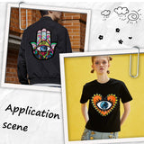 2Pcs 2 Style Computerized Embroidery Cloth Iron on/Sew on Patches, Costume Accessories, Paillette Appliques, Evil Eye, Mixed Color, 1pc/style