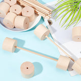 12Pcs Schima Wood Vehicle Wheels and 12Pcs Schima Wood Sticks, Toy Making Accessories, BurlyWood, Wheels: 3.95x3.2cm, Hole: 4.5mm, Sticks: 150x5mm