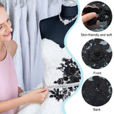 3D Flower Organgza Polyester Embroidery Ornament Accessories, Applique Patch, Sewing Craft Decoration, with Imitation Pearl Beads, Black, 350x290x1.5~6mm