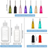 Plastic Glue Liquid Container, Bottle Dispenser, Mixed Color, Bottle Dispenser: 29~36x82~93mm, Bottle Stopper: 17.5x8mm, Plastic Fluid Precision Blunt Needle Dispense Tip: 24~30x7.5mm, Lumen: 0.26~1.5mm, External Dia: 0.52~2mm