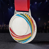 3Pcs 3 Colors Alloy Enamel Medal, Rainbow Color Polyester Lanyard Medal, Mixed Color, 505mm, 1pc/color