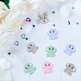 16Pcs 4 Colors Elephant Silicone Beads, DIY Nursing Necklaces and Bracelets Making, Chewing Pendants For Teethers, Mixed Color, 29x29x10mm, Hole: 2mm, 4pcs/color