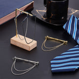 4Pcs 4 Style Brass Hanging Chains Collar Pins Tie Clips, Cardigan Clips for Men Women, Mixed Color, 62.5~80x48~62x1~5mm, 1Pc/style