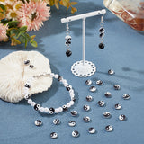50Pcs Natural Freshwater Shell Printed Beads, Yin Yang Pattern, Black, White, 8x2.5mm, Hole: 0.9mm