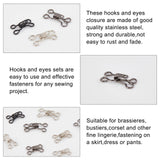 96 Sets 8 Style Metal Sewing Hooks and Eyes Fasteners, Iron Hook Clasps, Clothing Bra Accessories, Mixed Color, 8~13.5mm, 12 sets/style