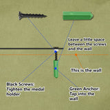 Fashion Iron Medal Hanger Holder Display Wall Rack, 3-Line, with Screws, Black, Tennis, 150x400mm, Hole: 5mm