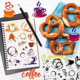 1Pc Coffee Theme Carbon Steel Cutting Dies Stencils, 1Pc PET Hollow Out Drawing Painting Stencils, 1 Sheet Custom PVC Plastic Clear Stamps, Tableware, 116~200x81~200x0.8~3mm