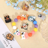 18Pcs 9 Styles Silicone Beads, Chewing Beads For Teethers, DIY Nursing Necklaces Making, Mouse/Dog/Sloth/Corgi/Cow/Cat, Mixed Shapes, 26.5~31x23~31x7~10mm, Hole: 2~3mm, 2pcs/style