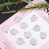 304 Stainless Steel Pendant Cabochon Settings, Flat Round, Stainless Steel Color, Tray: 25mm, 32x28x1mm, Hole: 2mm, 50pcs/box