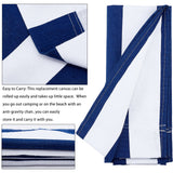 Canvas Cloth Chair Cover, Rectangle with Stripe Pattern, Prussian Blue, 1140x430x1.5mm