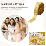 5 Yards Ployester Elastic Sequin Trimmings, 5-Row Paillette Trims, Costume Embellishments, Flat, Gold, 1-7/8 inch(48mm)