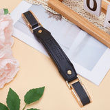 PU Leather Sew on Bag Handles, with Alloy Findings, Golden, 28.5cm