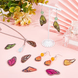 56Pcs 14 Style Printed Translucent Acrylic Pendants, Butterfly, Mixed Color, 15~36x13.5~23x2mm, Hole: 1.5mm, 4pcs/style