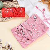 2Pcs 2 Colors Embroidery Silk Roll Bags, with Drawstring Rope, Flower Pattern, Mixed Color, 28x19.8x1.1cm, 1pc/color
